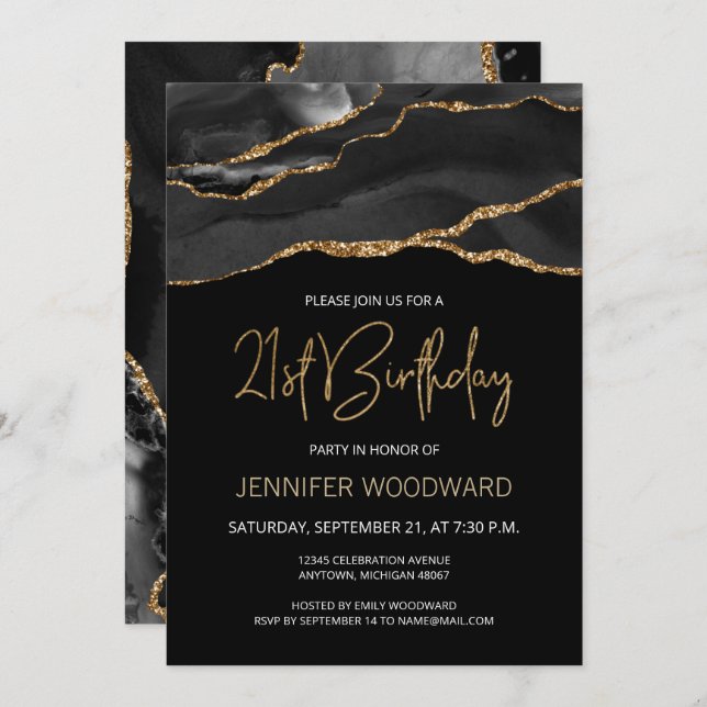 Black Gold Agate 21e verjaardag (Voorkant / Achterkant)
