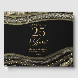Black Gold Agate 25th Wedding Anniversary Party Gastenboek