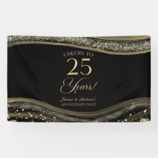 Black Gold Agate 25th Wedding Anniversary Party Spandoek