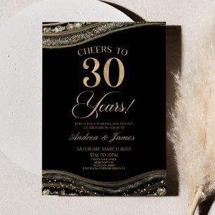 Black Gold Agate 30ste bruiloft Jubileum Party Kaart