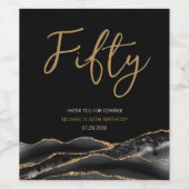 Black Gold Agate 50e Anniversaire Étiquette de vin (Étiquettes simples)