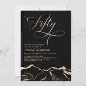 Black Gold Agate 50e Vijftig Verjaardagsfeest Kaart (Voorkant)