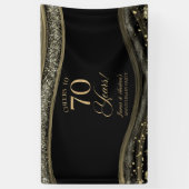 Black Gold Agate 70th Wedding Anniversary Party Spandoek (Verticaal)