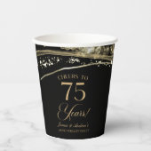 Black Gold Agate 75th Wedding Anniversary Party Papieren Bekers (Voorkant)