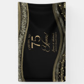 Black Gold Agate 75th Wedding Anniversary Party Spandoek (Verticaal)