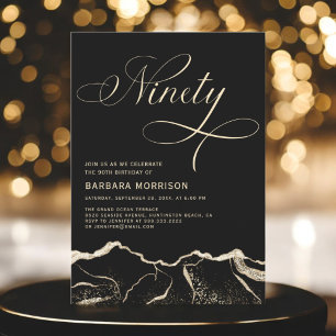 Black Gold Agate 90ste verjaardagsfeestje Kaart