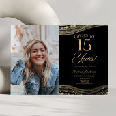 Black Gold Agate Afbeelding 15e verjaardagsfeestje Kaart