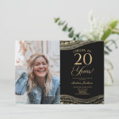 Black Gold Agate Afbeelding 20e verjaardagsfeestje Kaart (Staand voorkant)