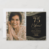 Black Gold Agate Afbeelding 75e verjaardagsfeestje Kaart (Voorkant)