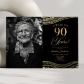 Black Gold Agate Afbeelding 90e verjaardagsfeestje Kaart