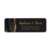 Black Gold Agate Brush Weduwingadres Etiket (Voorkant)
