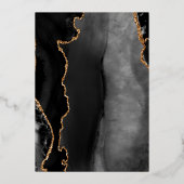 Black Gold Agate Dark Modern Wedding Folie Uitnodiging (Achterkant)