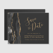 Black Gold Agate Dark Wedding Save the Date Magnet (Voorkant / Achterkant)
