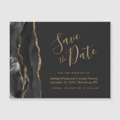 Black Gold Agate Dark Wedding Save the Date Magnet (Voorkant)