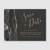Black Gold Agate Dark Wedding Save the Date Magnet (Voorkant)
