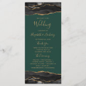 Black Gold Agate Emerald Green Wedding Programma (Voorkant)