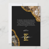 Black & Gold Agate Geode Glitter Weddenfoto Bedankkaart (Achterkant)