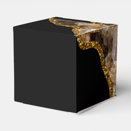 Black & Gold Agate Geode Glitter Wedding Bedankdoosjes (Achterkant)
