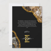 Black & Gold Agate Geode Glitter Wedding Bedankkaart (Achterkant)