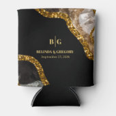 Black & Gold Agate Geode Glitter Wedding Blikjeskoeler (Voorkant)