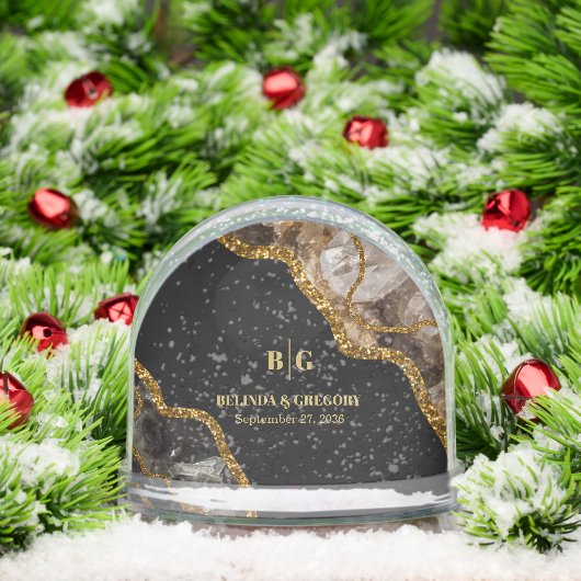 Black & Gold Agate Geode Glitter Wedding Favor (Noël)