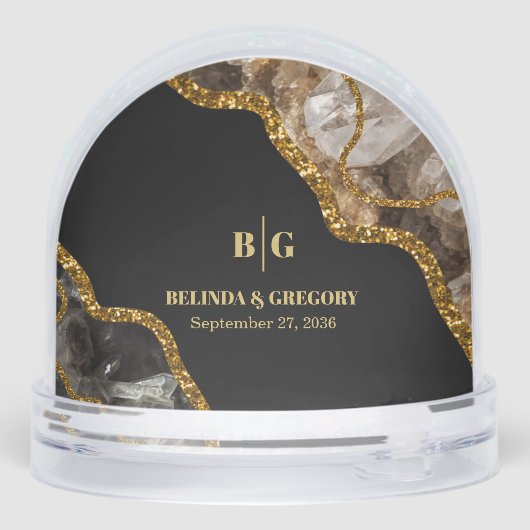 Black & Gold Agate Geode Glitter Wedding Favor (Arrière)