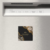 Black & Gold Agate Geode Glitter Wedding Favor Magneet (Insitu (Vaatwasser))