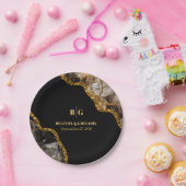 Black & Gold Agate Geode Glitter Wedding Papieren Bordje (Feest)