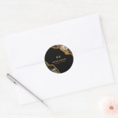 Black & Gold Agate Geode Glitter Wedding Ronde Sticker (Envelop)