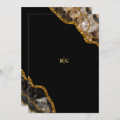 Black & Gold Agate Geode Glitter Wedding Save The Date (Voorkant / Achterkant)