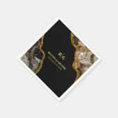 Black & Gold Agate Geode Glitter Wedding Servet (Hoek)