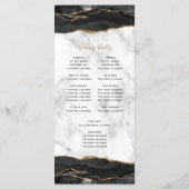 Black Gold Agate Marble Wedding Programma (Achterkant)