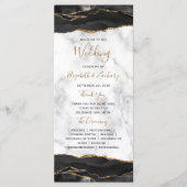 Black Gold Agate Marble Wedding Programma (Voorkant)