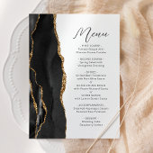 Black Gold Agate Modern Script Wedding Menu