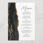 Black Gold Agate Modern Script Wedding Menu (Voorkant)