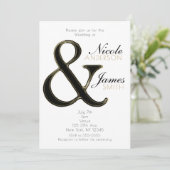 Black & Gold Ampersand Chic Wedding Invitations (Debout devant)
