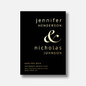 Black Gold Ampersand Wedding Save the Date Folie Uitnodiging