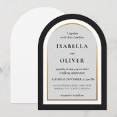 Black gold and white simplistic wedding kaart (Voorkant / Achterkant)