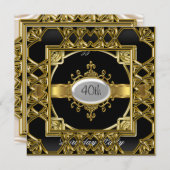 Black Gold Anniversaire de fête Invitation Black G (Devant / Derrière)