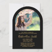 Black Gold Arch 2 Faire-part de graduation photo (Dos)