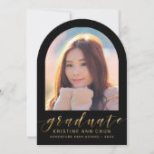 Black Gold Arch Faire-part de graduation photo (Devant)