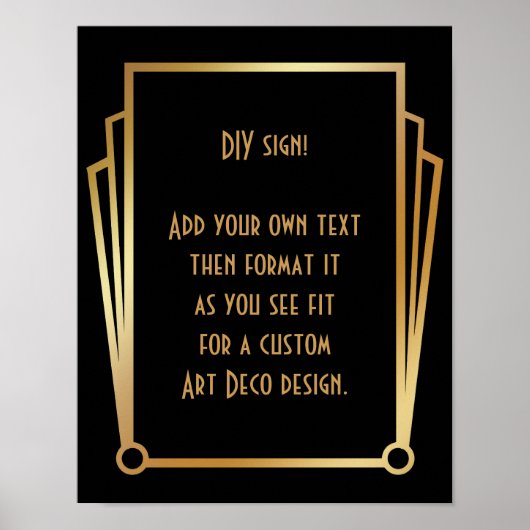 Black Gold Art Deco Aangepaste DIY Weddenschap Poster (Voorkant)