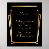 Black Gold Art Deco Aangepaste DIY Weddenschap Poster (Voorkant)