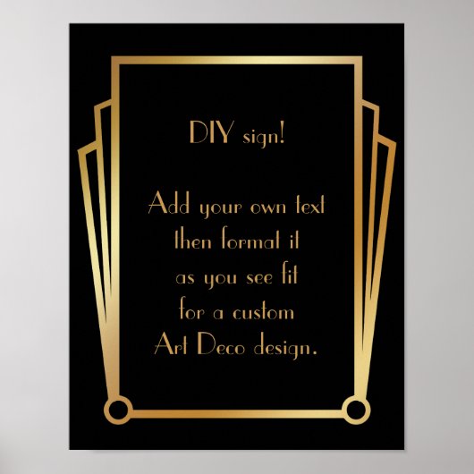 Black Gold Art Deco Aangepaste DIY Weddenschap Poster (Voorkant)