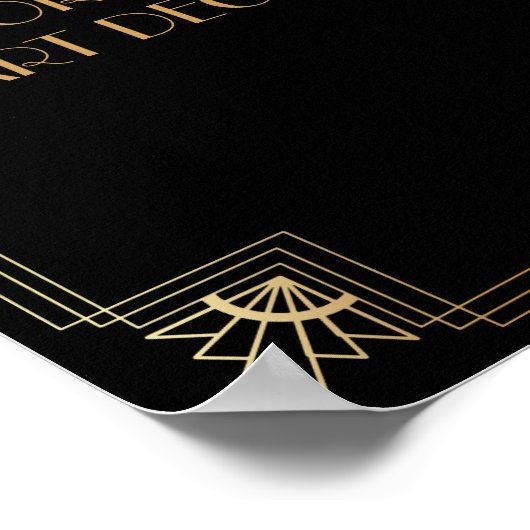 Black Gold Art Deco Aangepaste DIY Weddenschap Poster (Hoek)