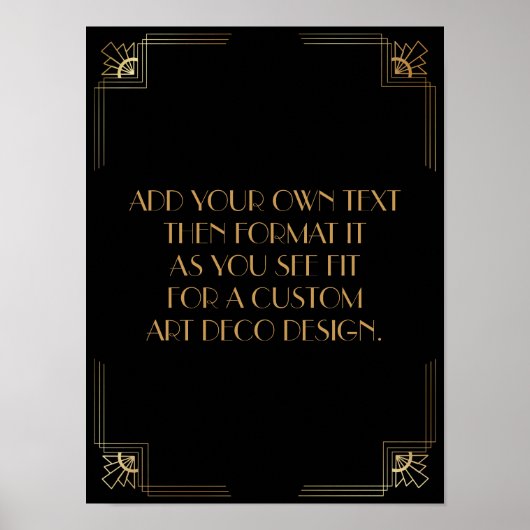 Black Gold Art Deco Aangepaste DIY Weddenschap Poster (Voorkant)