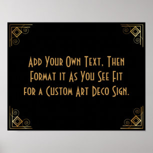 Black Gold Art Deco Aangepaste DIY Weddenschap Poster