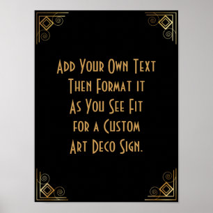Black Gold Art Deco Aangepaste DIY Weddenschap Poster