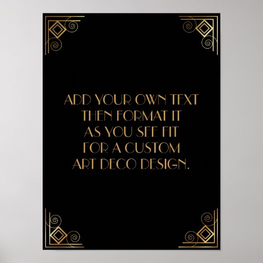 Black Gold Art Deco Aangepaste DIY Weddenschap Poster (Voorkant)
