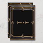 Black Gold Art Déco Faire-part de mariage gay/lesb (Devant / Derrière)